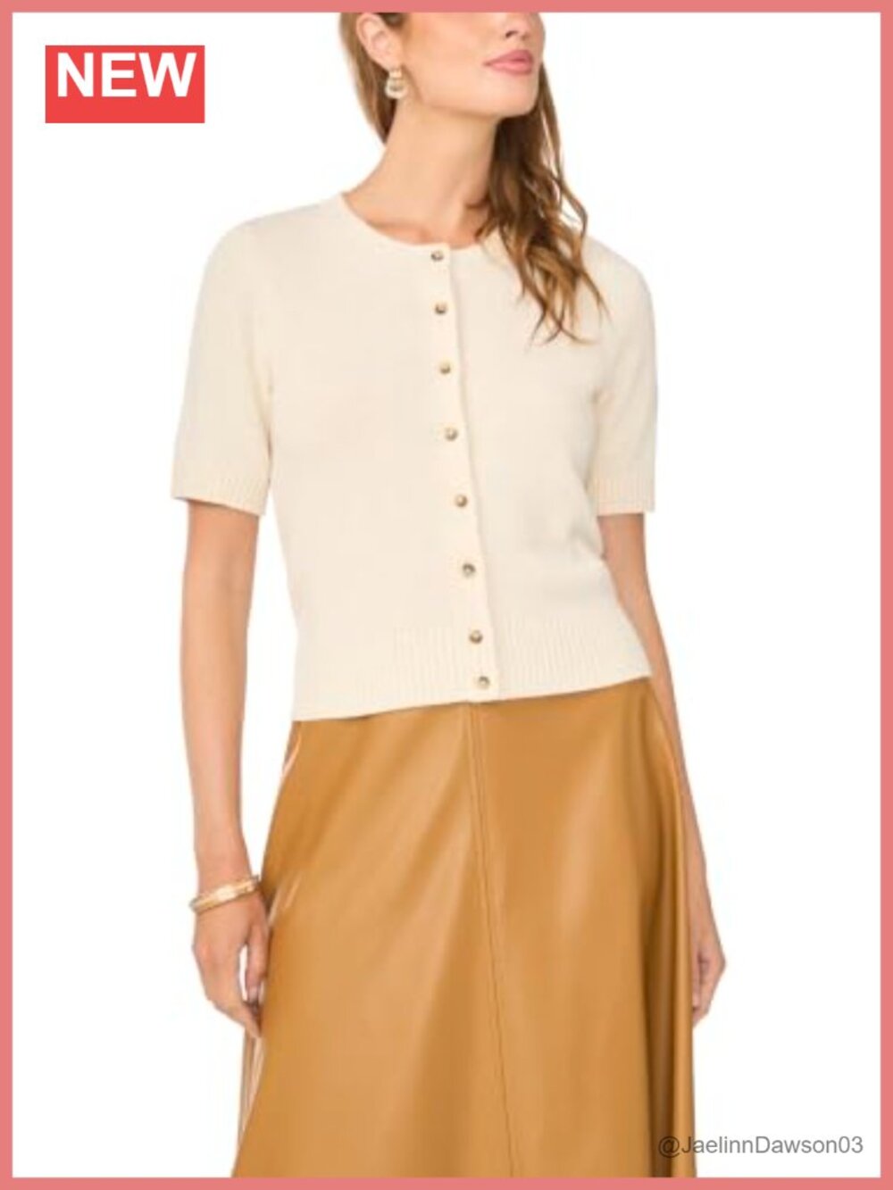 Vince Camuto Women's Short Sleeve Button Front Cardigan